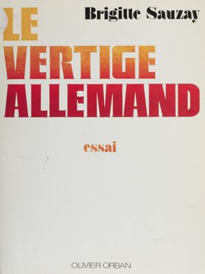 cover image of Le Vertige allemand